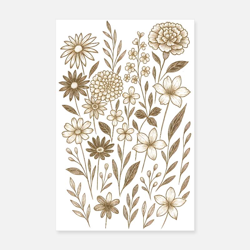Vintage Floral Boho Cottagecore Poster 8" x 12" (20x30 cm)