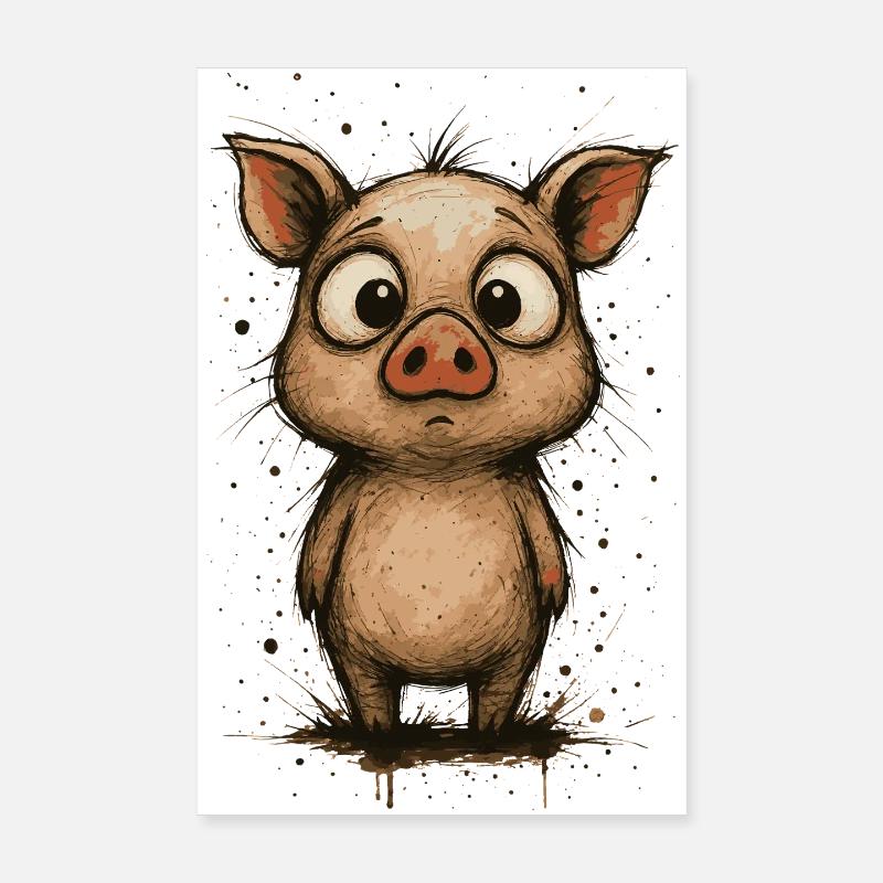 Funny piglet with big eyes – splash Poster 8" x 12" (20x30 cm)