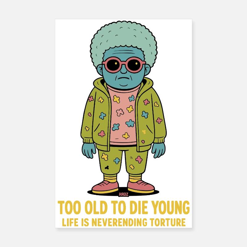 Blaue Afro-Punk Figur Hoodie Patchwork Poster 20x30 cm