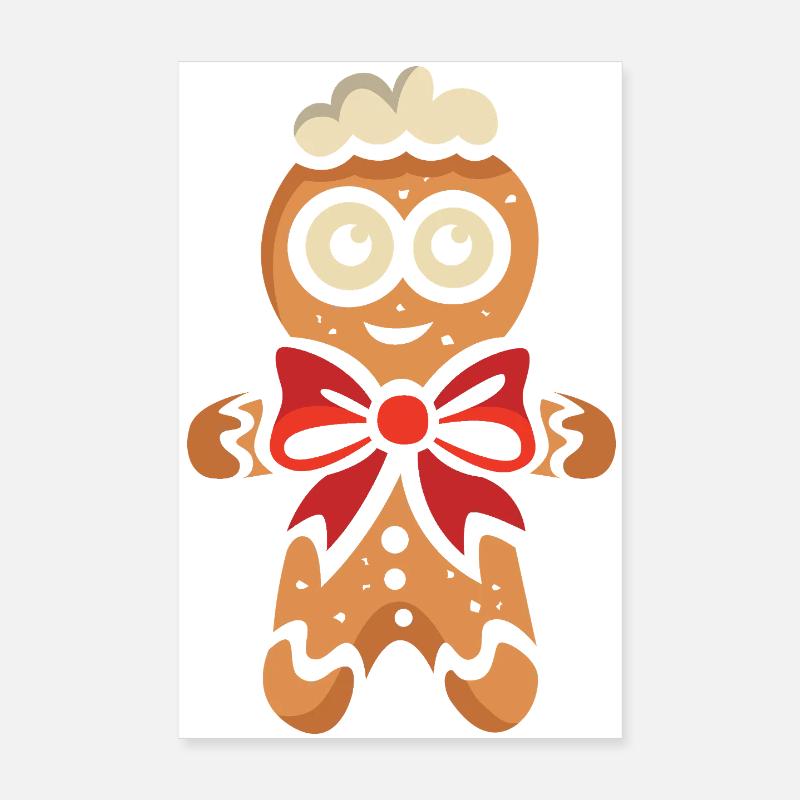 Lebkuchenmann mit roter Schleife Poster 20x30 cm