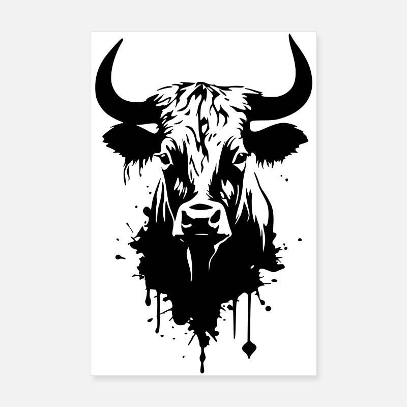 Cow Cow Head Cows Beef Paint Blobs Agriculture Poster 8" x 12" (20x30 cm)