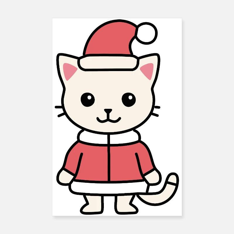 Chat câlin au look de Noël Poster 20 x 30 cm