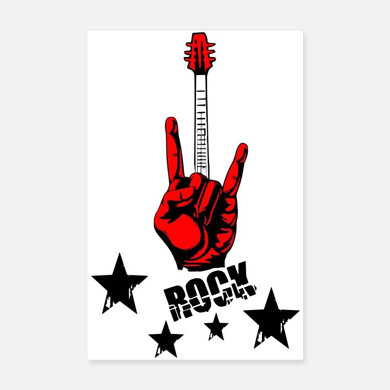 Main rock et manche de guitare Poster 20 x 30 cm