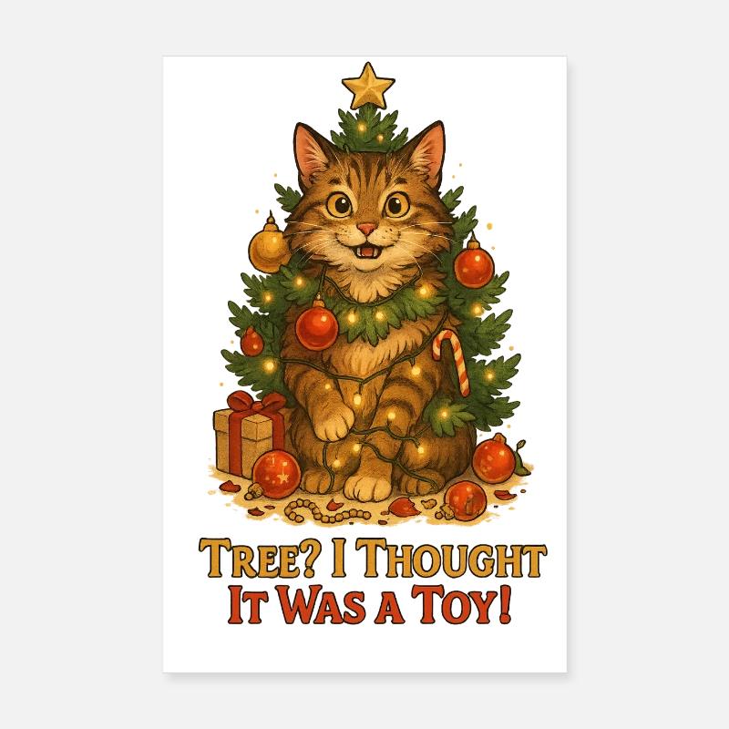 Arbre à chat Blague de Noël Poster 20 x 30 cm