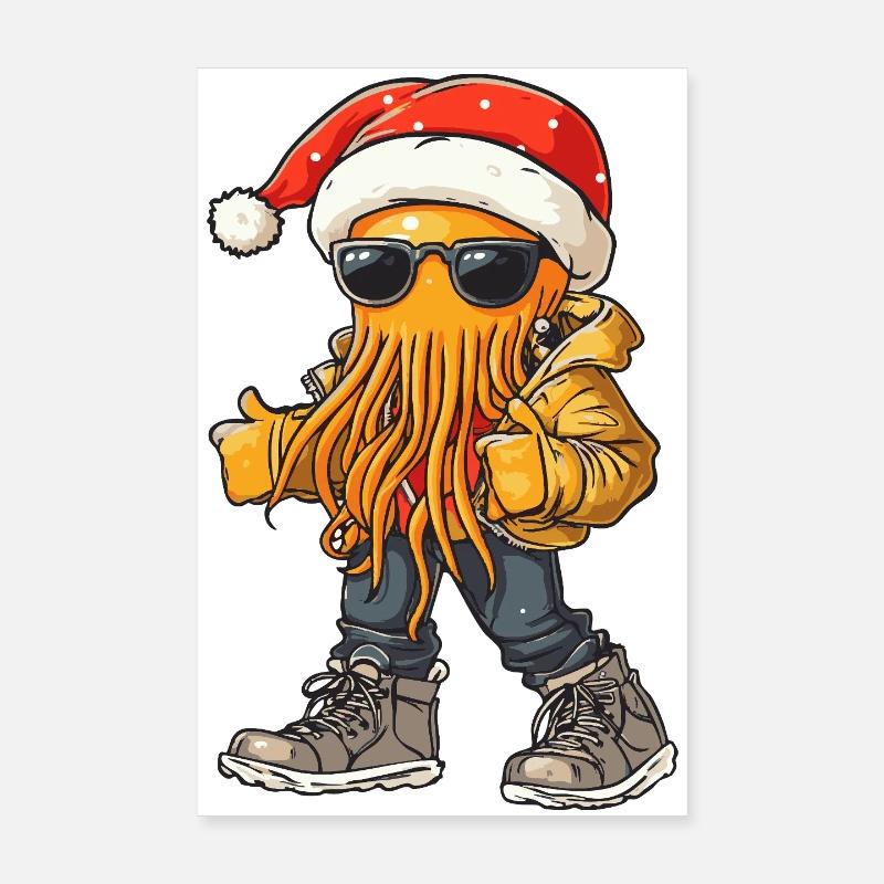 Méduses Noël Hiver Poster 20 x 30 cm