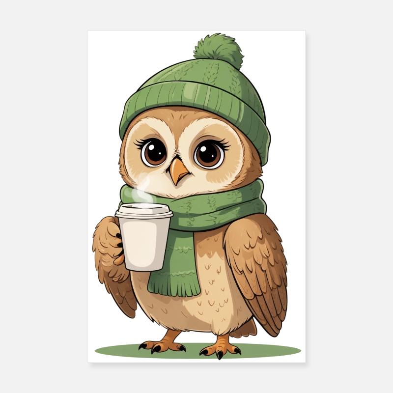 Pause café Winter Owl Poster 20 x 30 cm