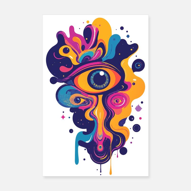 bunte psychedelische Kunst Grafik LSD Farbtropfen Poster 20x30 cm
