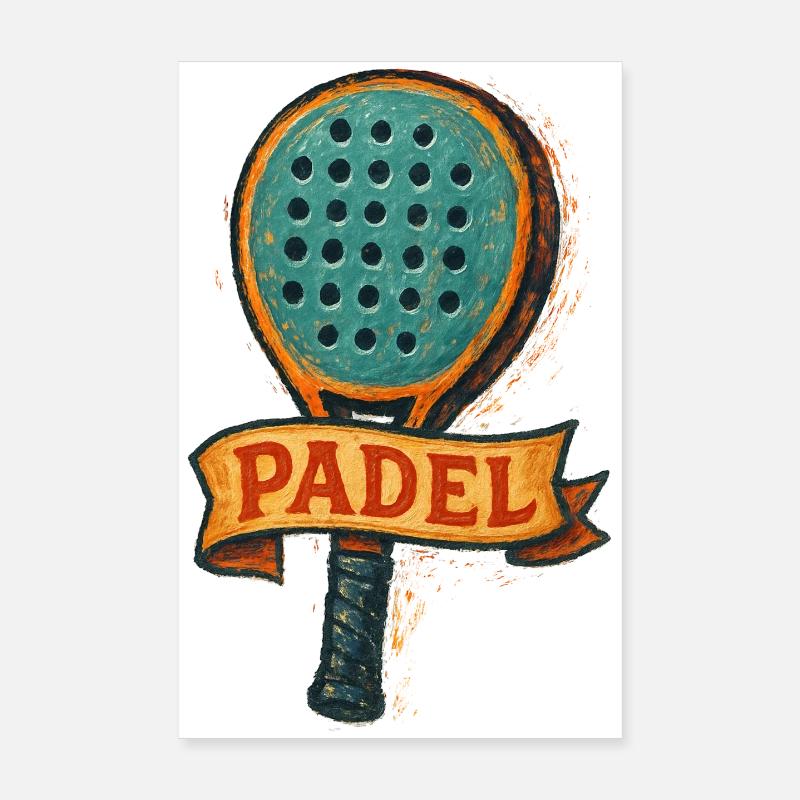 Padel-Racket – Padeliste - Poster 20x30 cm - Weiß