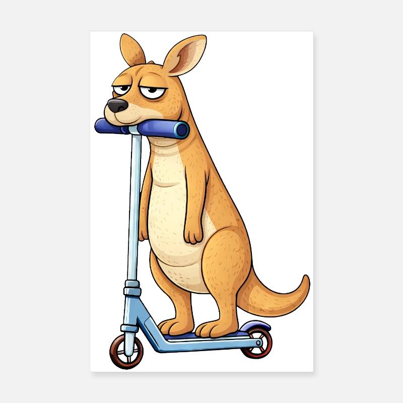 Süßes Känguru auf Roller einsam in Australien Poster 20x30 cm