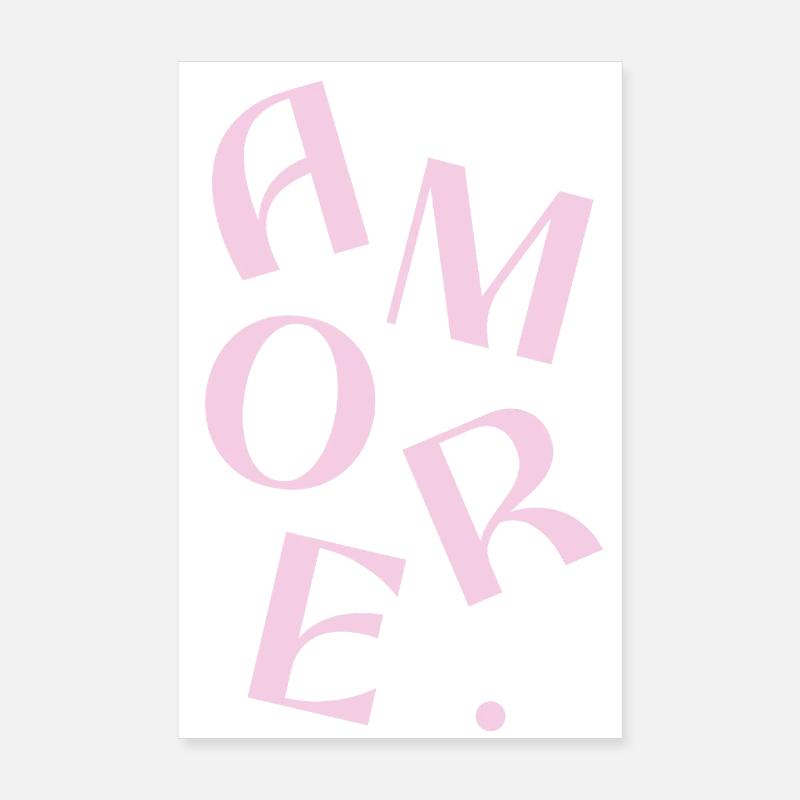 Amore Pink Typography Fragment - Poster 8" x 12" (20x30 cm) - white