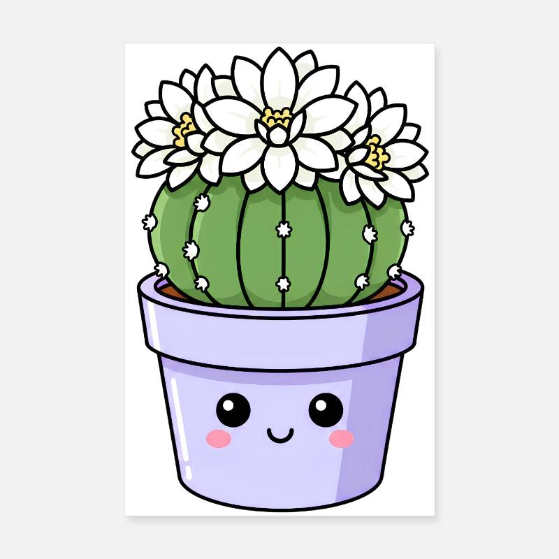 Pot de fleurs de cactus Kawaii Poster 20 x 30 cm