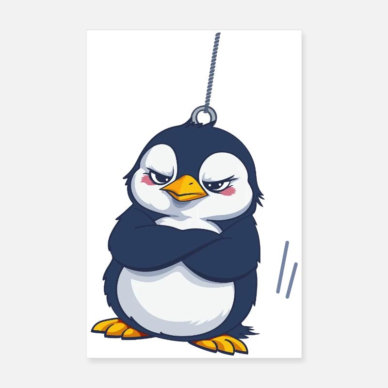 Grumpy Penguin Hanging Poster 8" x 12" (20x30 cm)