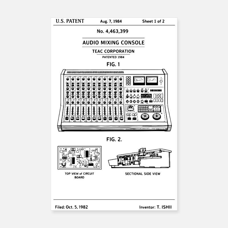 DJ Console Keyboard Music Patent Print Poster 8" x 12" (20x30 cm)