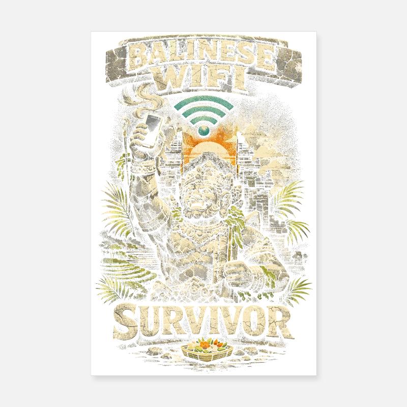 Bali Reise Balinese Wifi Survivor Poster 20x30 cm