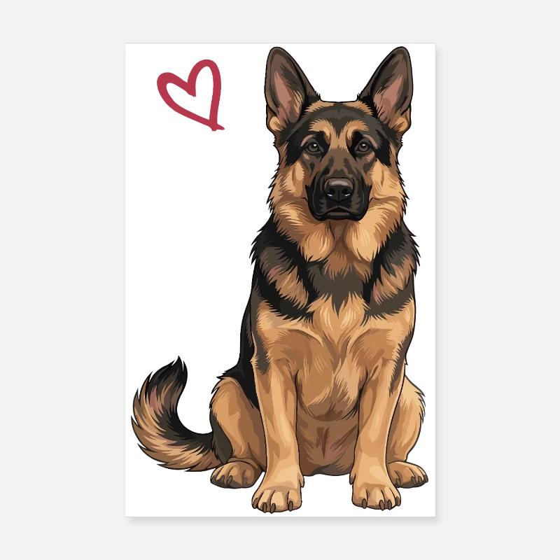 German Shepherd, German Shepherd Poster 8" x 12" (20x30 cm)