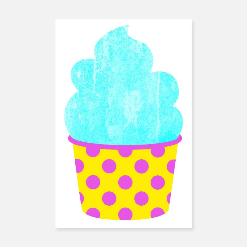 Eis Softeis Eiscreme Punkte Dots Sommer Pastell Poster 20x30 cm