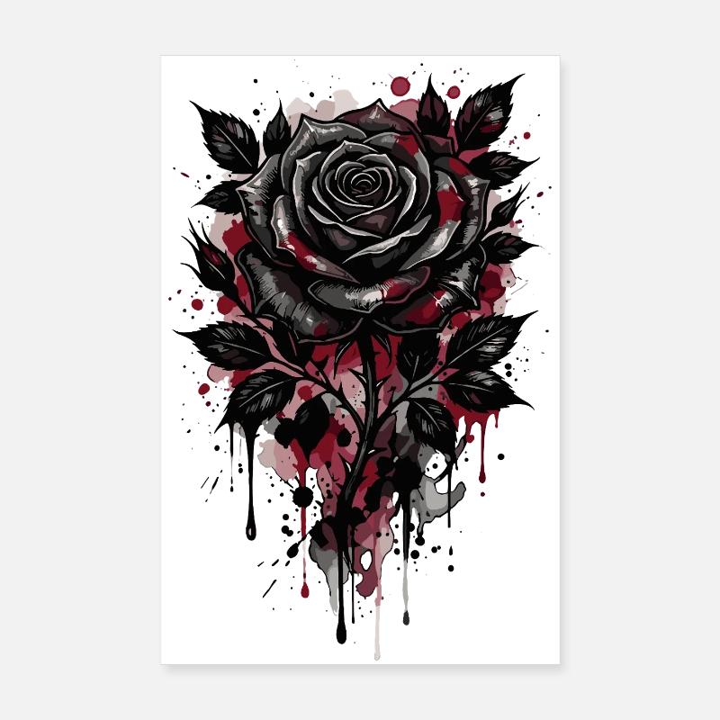 Rose, Rose Noire, Rose et Fleurs Poster 20 x 30 cm