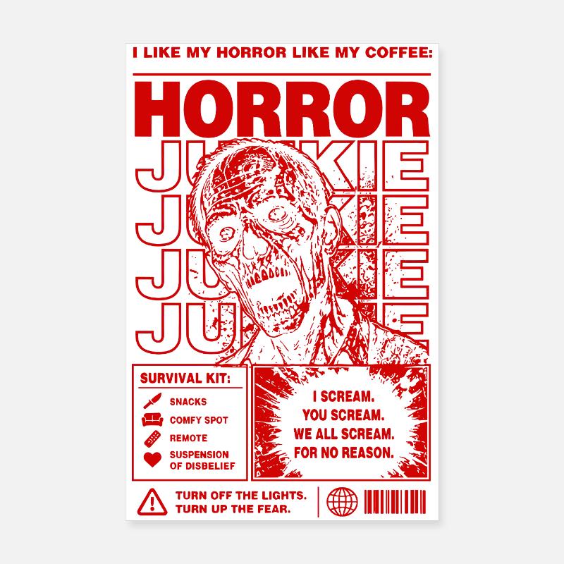 Horror Junkie Zombie Retro Design Poster 20x30 cm