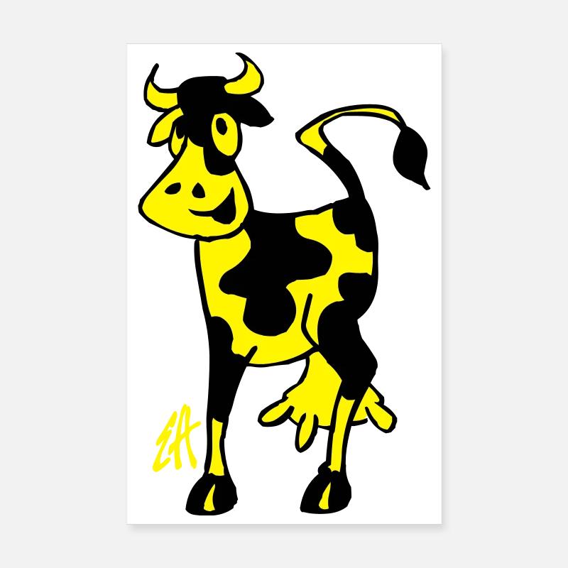 Smiling Cow, Two Color Design Poster 8" x 12" (20x30 cm)