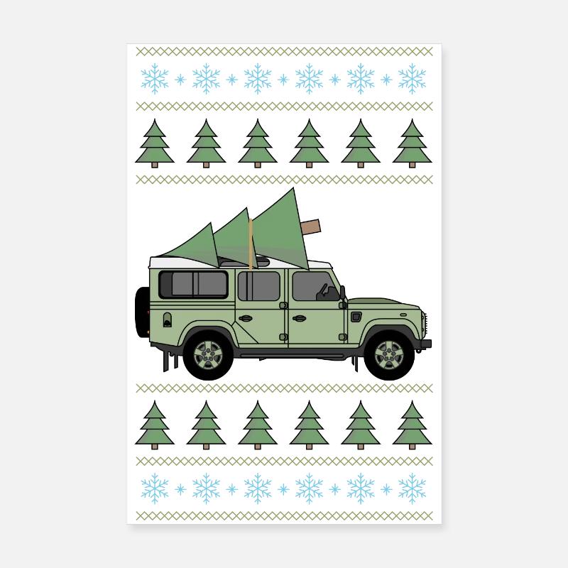 Defender 110 - Arbre - Poster 20 x 30 cm - blanc
