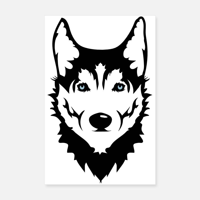 Ein Kopf eines Husky Hundes Poster 20x30 cm