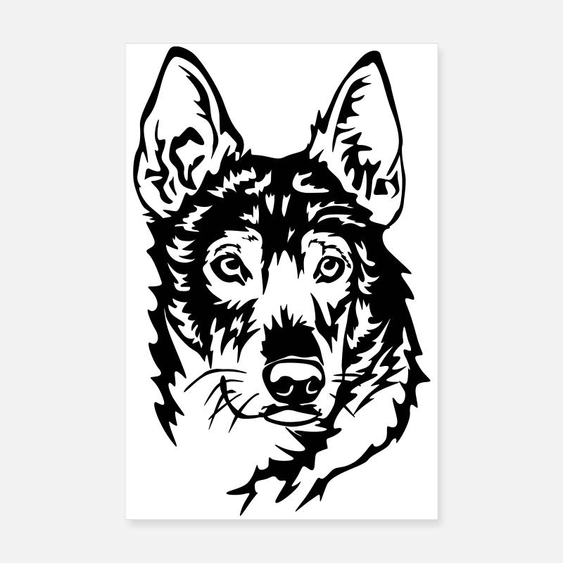 Alaskan Husky Head Poster 8" x 12" (20x30 cm)