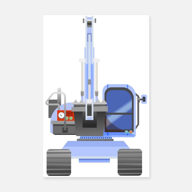 Blue excavator Poster 8" x 12" (20x30 cm)