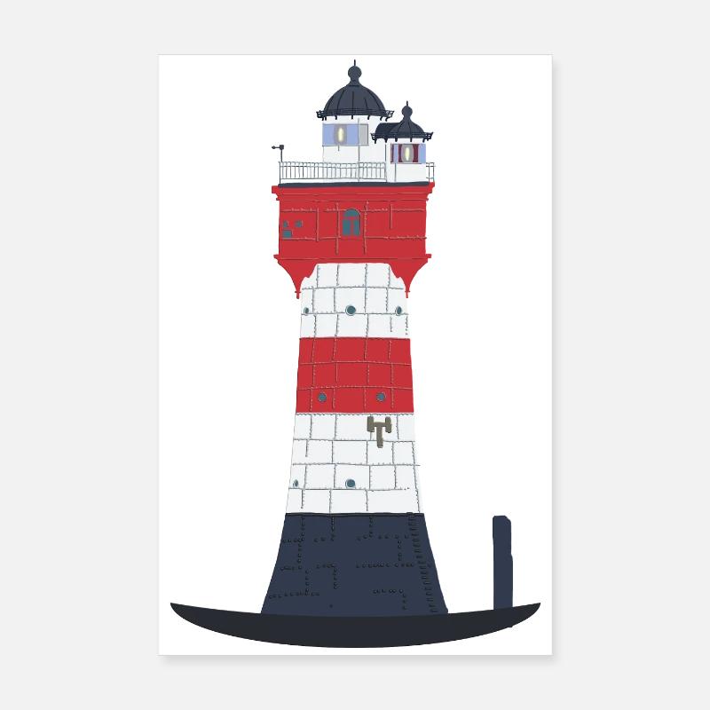Phare Sable rouge sans texte, Mer du Nord, Offshore Poster 20 x 30 cm