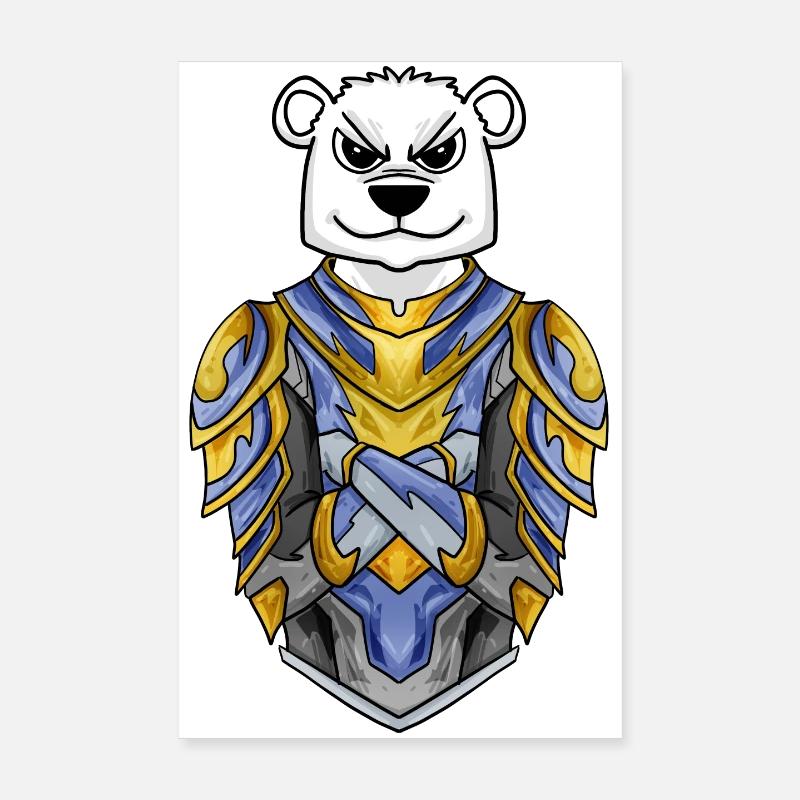 Knight Polar Bear cool Bear Polar Bear Poster 8" x 12" (20x30 cm)