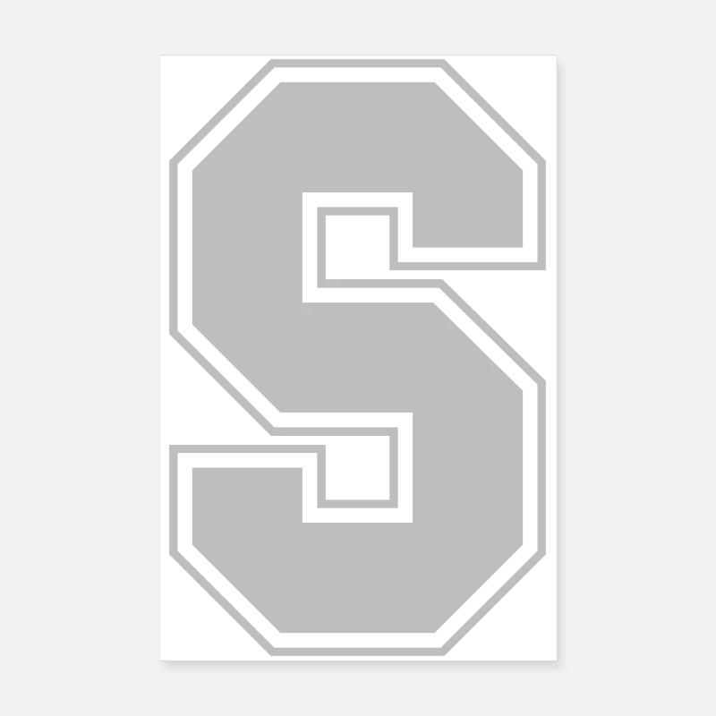 Monogramme gris vert College House initiale S Poster 20 x 30 cm