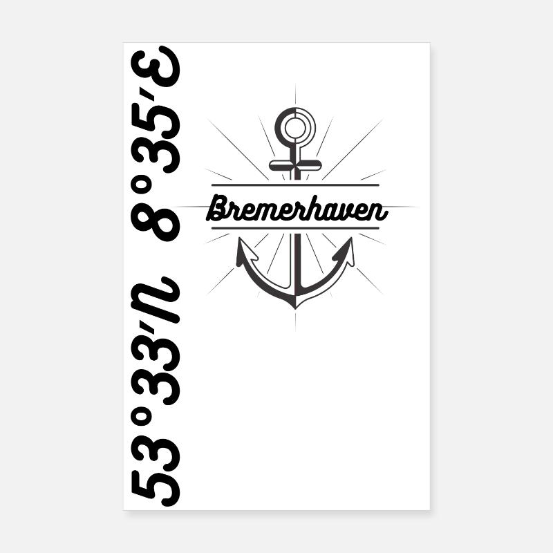 Bremerhaven coordinates Maritim Poster 8" x 12" (20x30 cm)