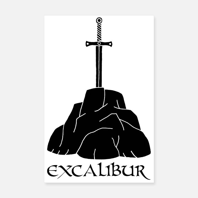 L'épée Excalibur (noir) Poster 20 x 30 cm