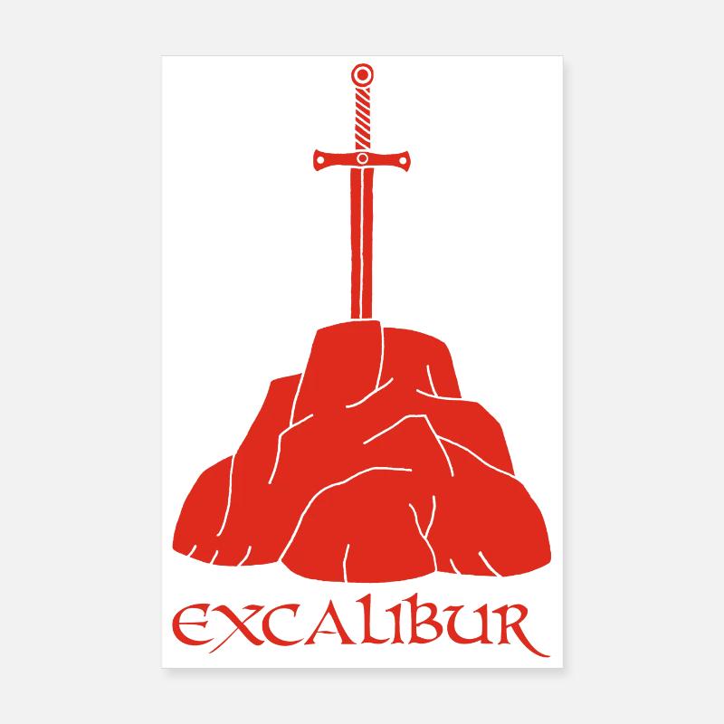 L'épée Excalibur (rouge) Poster 20 x 30 cm
