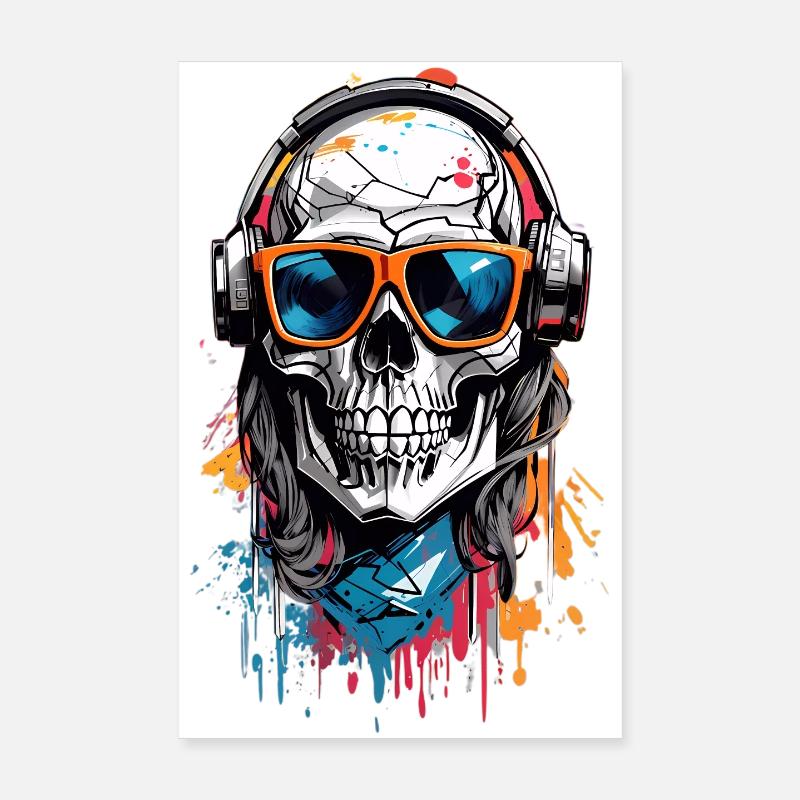 Coole Totenkopf - Poster 20x30 cm - Weiß