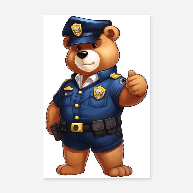 Bärchen Polizei - Poster 20x30 cm - Weiß