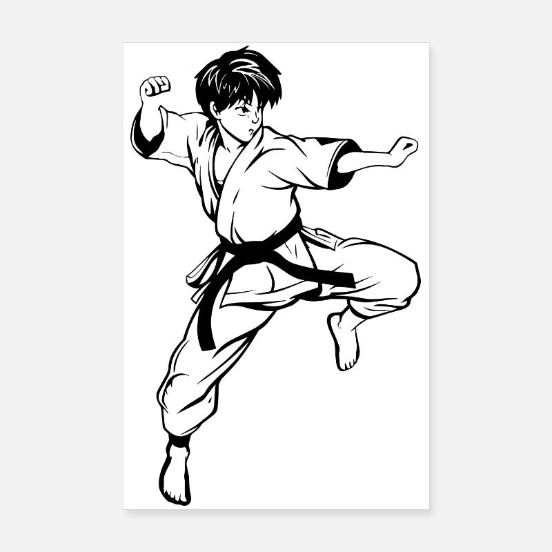 Dessin de karaté garçon Poster 20 x 30 cm