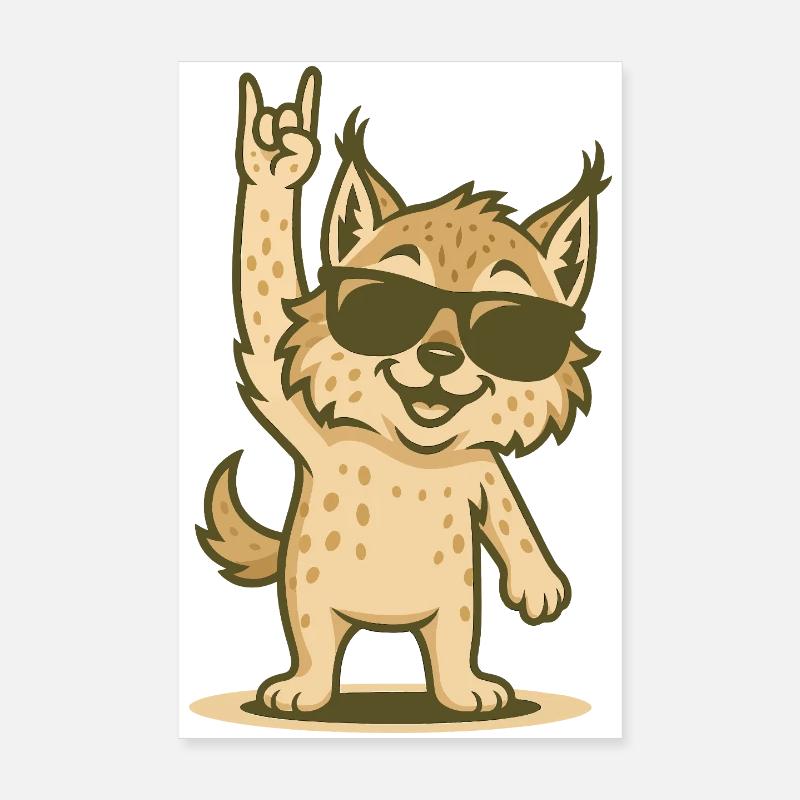 Cool rocker lynx avec lunettes de soleil Poster 20 x 30 cm