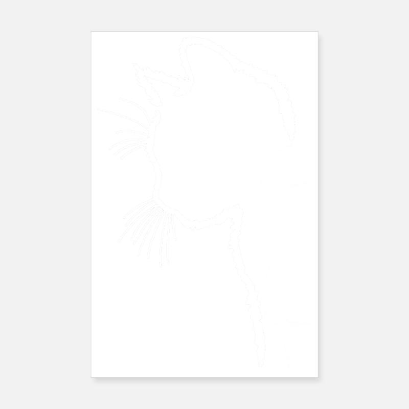 Silhouette de chat blanc Poster 20 x 30 cm