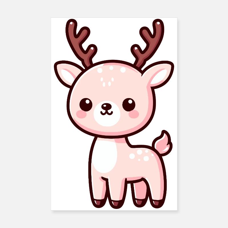 Conception de dessin animé de renne mignon - Poster 20 x 30 cm - blanc