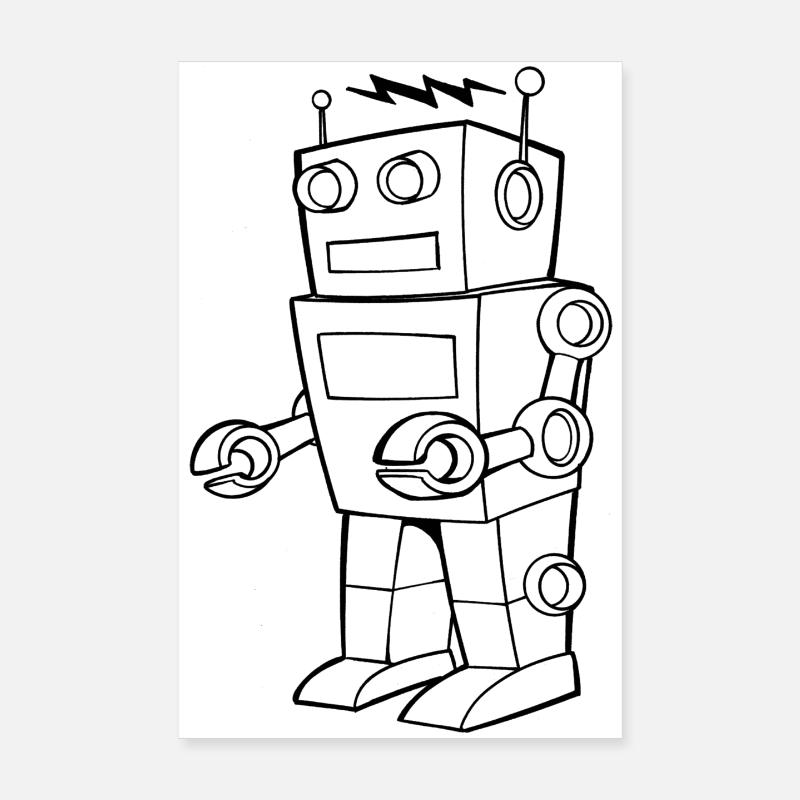 Robot Vintage Croquis Design Poster 20 x 30 cm