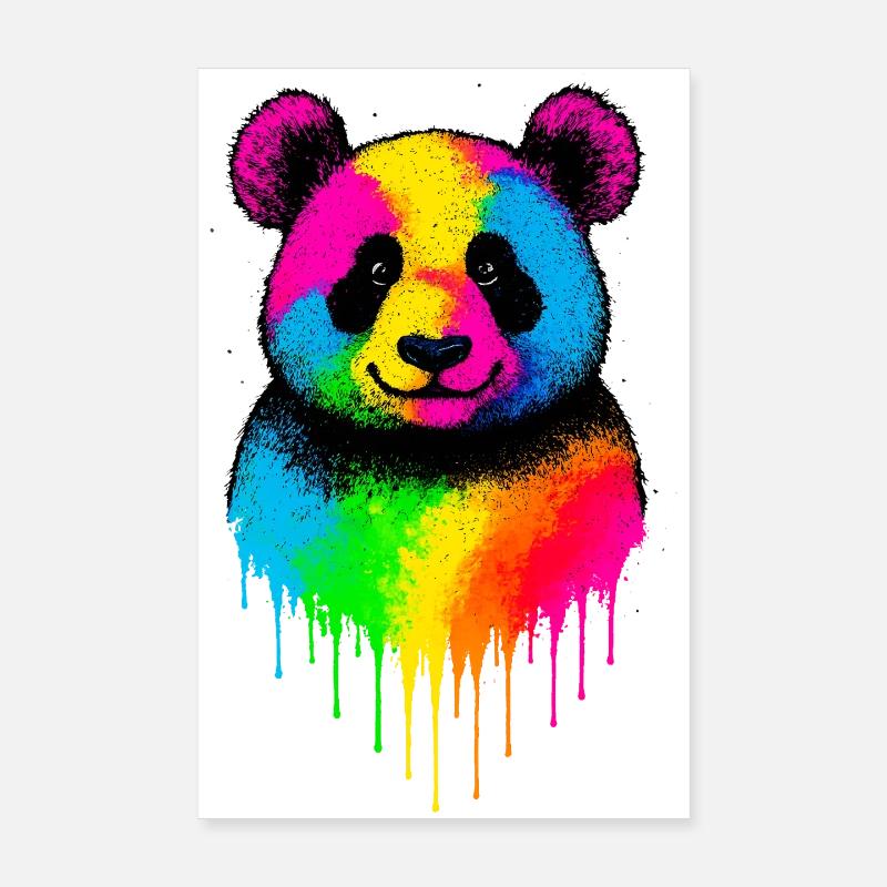 Panda arc-en-ciel Art dégoulinant Poster 20 x 30 cm