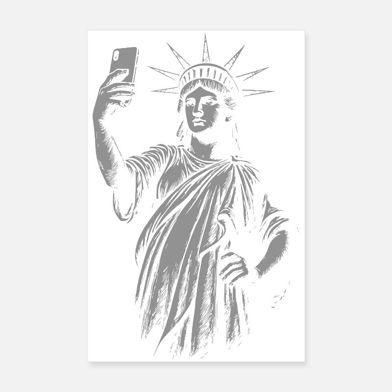 Statue de la Liberté Selfie Portrait cadeau Poster 20 x 30 cm