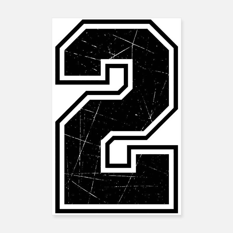 Number Two Outline Scratch Texture Poster 8" x 12" (20x30 cm)
