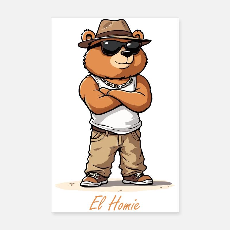 Beach style bear with hat Poster 8" x 12" (20x30 cm)