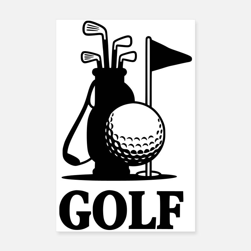 Golf Schriftzug mit Golf Equipment  Poster 20x30 cm
