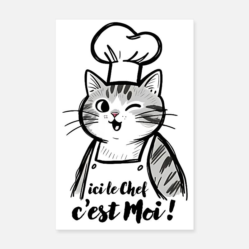 Cat Chef, here the chef is me! Poster 8" x 12" (20x30 cm)