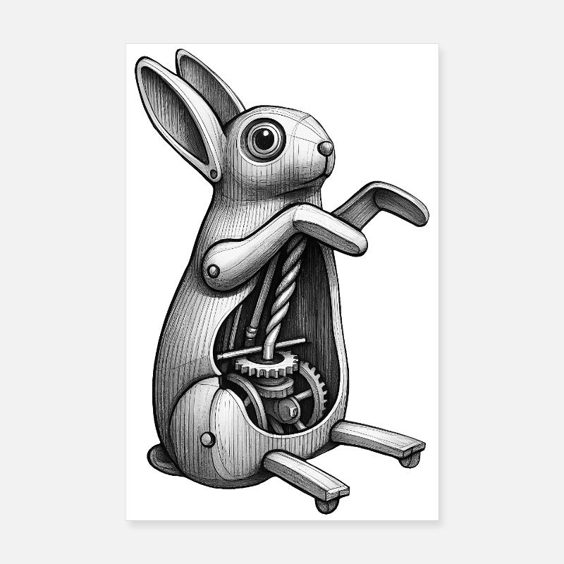 MECA RABBIT – schwarz und weiß Poster 20x30 cm