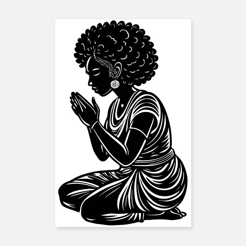 Femme afro prie Poster 20 x 30 cm