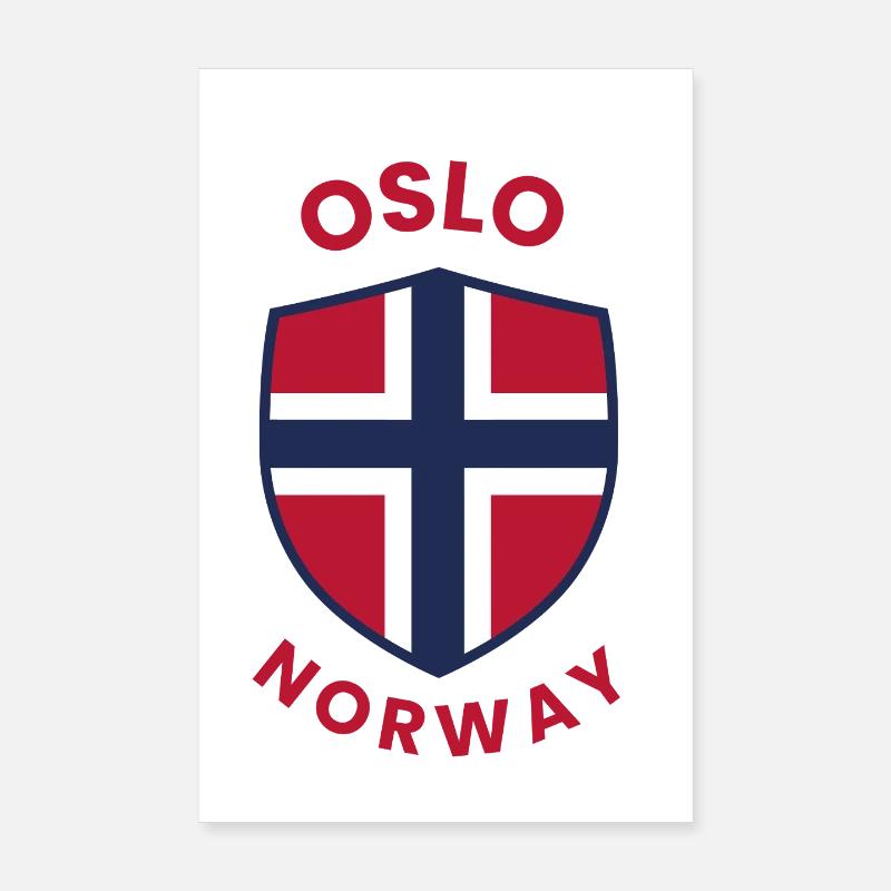 Bouclier de Norvège d’Oslo avec drapeau Poster 20 x 30 cm