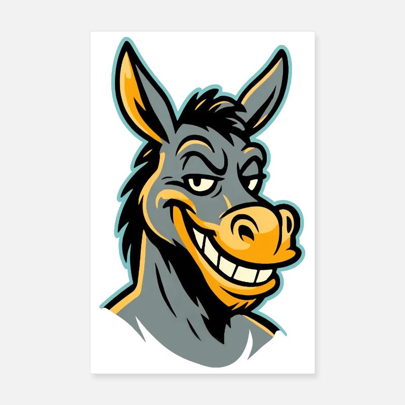 Âne souriant espiègle Poster 20 x 30 cm
